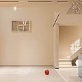 Modern Indoor Game Room Interior With Basketball Hoop And Court