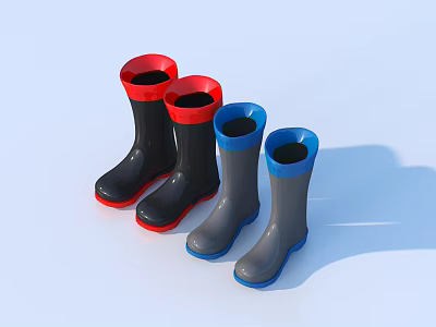 Kids Rain Boots In Various Colors For Children With Stylish Design 3d model