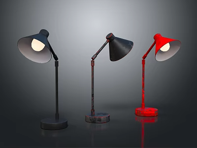 Modern Table Lamps In Black And Red With Metal Base And Adjustable Design 3d model