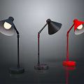 Modern Table Lamps In Black And Red With Metal Base And Adjustable Design