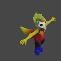 3D Animated Fox Like Game Character With Colorful Fur Green Ears And Open Arms