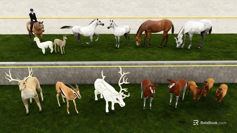Various Reptile Species In Natural Grassland Habitat With Green Plants 3d model 