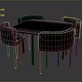 Modern Sleek Black Dining Set With Round Table Four Chairs And Curved Backrests