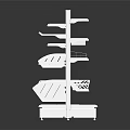 White Multi Layer Retail Display Shelf With Flat And Slanted Shelves Design 3d model