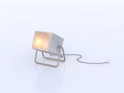 Square Gray Downlight Spotlight With Metal Stand And Bright Illumination 3d model