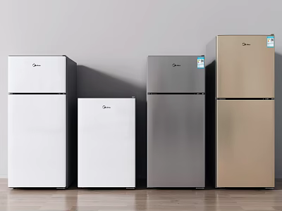 Midea Refrigerators and Freezers with Various Colors Different Sizes and Upright Designs 3d model