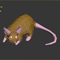 Game Movie Character Orange 3D Mouse with Pink Ears Pink Tail and White Eyes