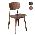 Minimalist Wooden Single Chair With Curved Backrest Solid Legs And Black Brown Color Options