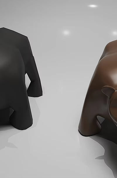 Two Black and Brown Glossy Reptile Models With Smooth Surface On White Background 3d model