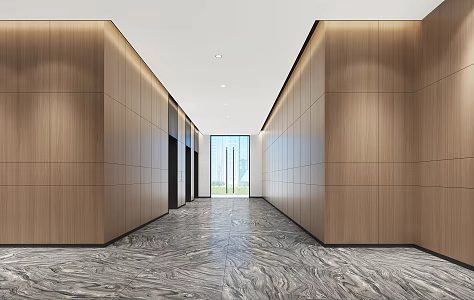 modern elevator hall 3d model