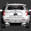White Police Car With Blue Stripes Police Lights And City Logo