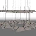 Modern Metal Chandelier With Multiple Hanging Geometric Shaped Elements And Layered Design 3d model
