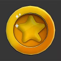 Yellow Circular Shiny Object with Central Star Shape and Glossy Finish on Dark Background