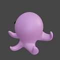 Cute Pink Octopus 3D Model Game Movie Character With Adorable Cartoon Features