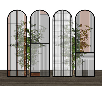 Modern partition glass screen partition 3d model