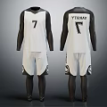 White Black Long Sleeve Basketball Uniform With Front Number 7 And Back YTEBAV Lettering