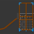 Brown Blue Kids Playground Equipment With Slide Climbing Net Safety Railings And Platforms