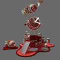 Ornamental Red And White Stacked Decorative Structure With Spheres And Steps 3d model