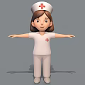 Cartoon Woman In Nurse Uniform With Red Cross Cap And Outstretched Arms
