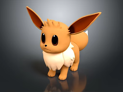 Cute 3D Cartoon Creature Character With Big Ears Brown Body And White Chest Fur 3d model