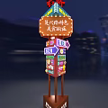Fuxing Road Specialty Food District Colorful Signpost With Direction Indicators and Store Names