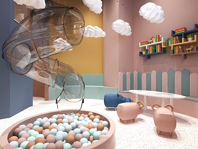 Modern children's entertainment area children's play area 3d model