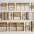 Various Wooden Window Frames With Different Styles And Structural Designs 3d model