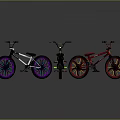 Colorful BMX Bicycles Collection With Various Bright Colored Frames And Wheels