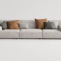 Light Gray Sectional Sofa With Plush Fabric And Brown Gray Beige Decorative Pillows 3d model
