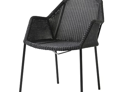 Stylish Black Wicker Leisure Chair With Modern Design And Metal Legs 3d model