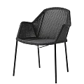 Stylish Black Wicker Leisure Chair With Modern Design And Metal Legs