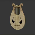 Classical Wooden Lyre Musical Instrument With Curved Head And String Design