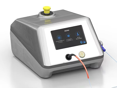VOVO Medical Device With Gray White Design Display Screen Yellow Button And Connecting Cable 3d model