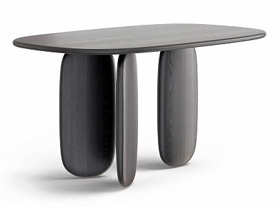 Modern Dining Table With Oval Wooden Top And Unique Curved Legs 3d model