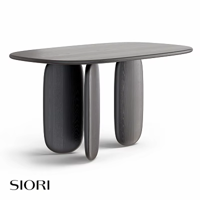 Modern Dining Table With Oval Wooden Top And Unique Curved Legs 3d model