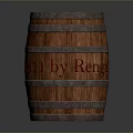 Vintage Wooden Barrel With Metal Strips And Rengel Engraved Text Design