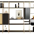 Stylish Black and Gold Storage Shelf Unit with Multiple Shelves Books and Decorative Items