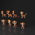 Various Positions Of Brown And White Reptile Figurines On Black Background