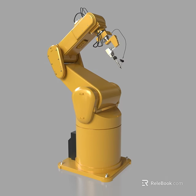 Yellow Industrial Robotic Arm Equipment With Mechanical Structure For Automated Manufacturing Processes 3d model 