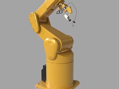 Yellow Industrial Robotic Arm Equipment With Mechanical Structure For Automated Manufacturing Processes 3d model