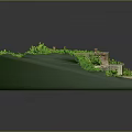 Natural Scene Model Featuring Green Grass Circular Area Octagonal Stone Structure And Stone Path