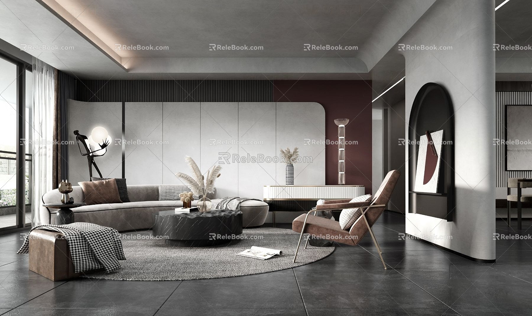 Modern high gray living room 3d model