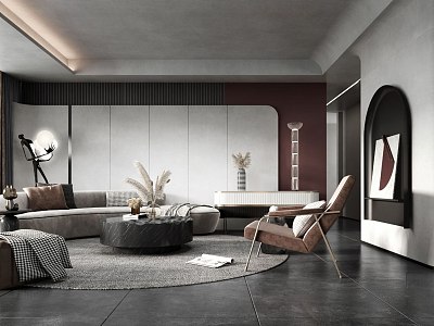 Modern high gray living room 3d model