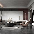 Modern high gray living room 3d model