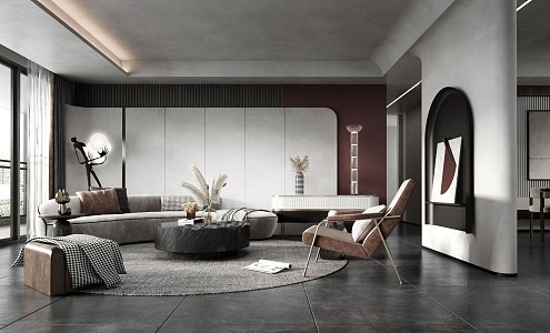 Modern high gray living room 3d model