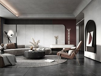 Modern high gray living room 3d model