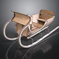 Classic Vintage Wooden Sleigh With Decorative Metal Frame And Traditional Design