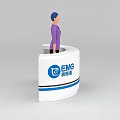 Modern Technology Exhibition Hall Featuring Curved EMG Logo Reception Desk And Staff Member