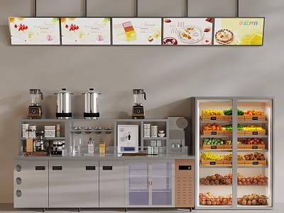 Milk tea shop console coffee machine cold drink machine 3d model