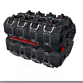Industrial Mechanical Equipment With Black Metal Components And Red Accents